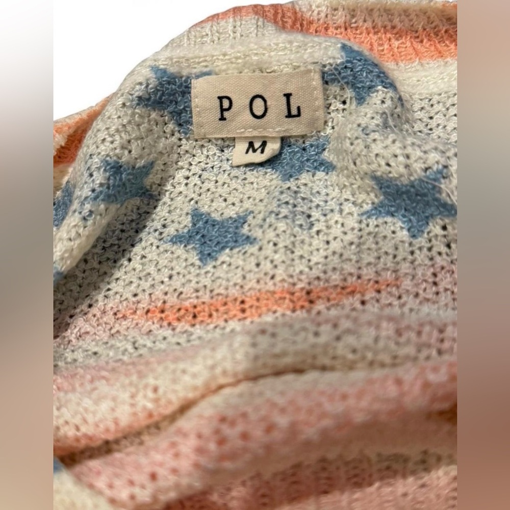 POL American Flag Sweater Stars Stripes Lightweight Knit Oversized Boho medium - Picture 3 of 6
